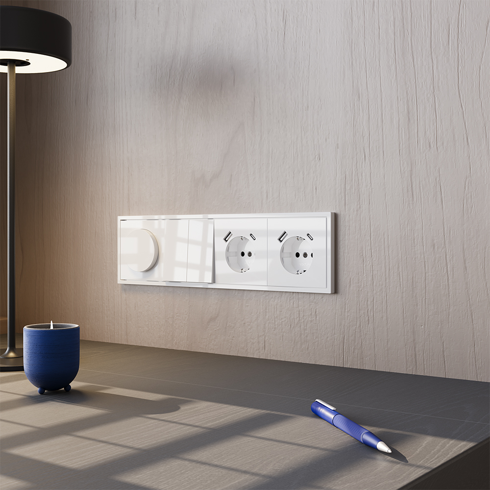 Выключатель двухклавишный встраиваемый Voltum S70 Белый глянцевый VLS020101 — изображение 4