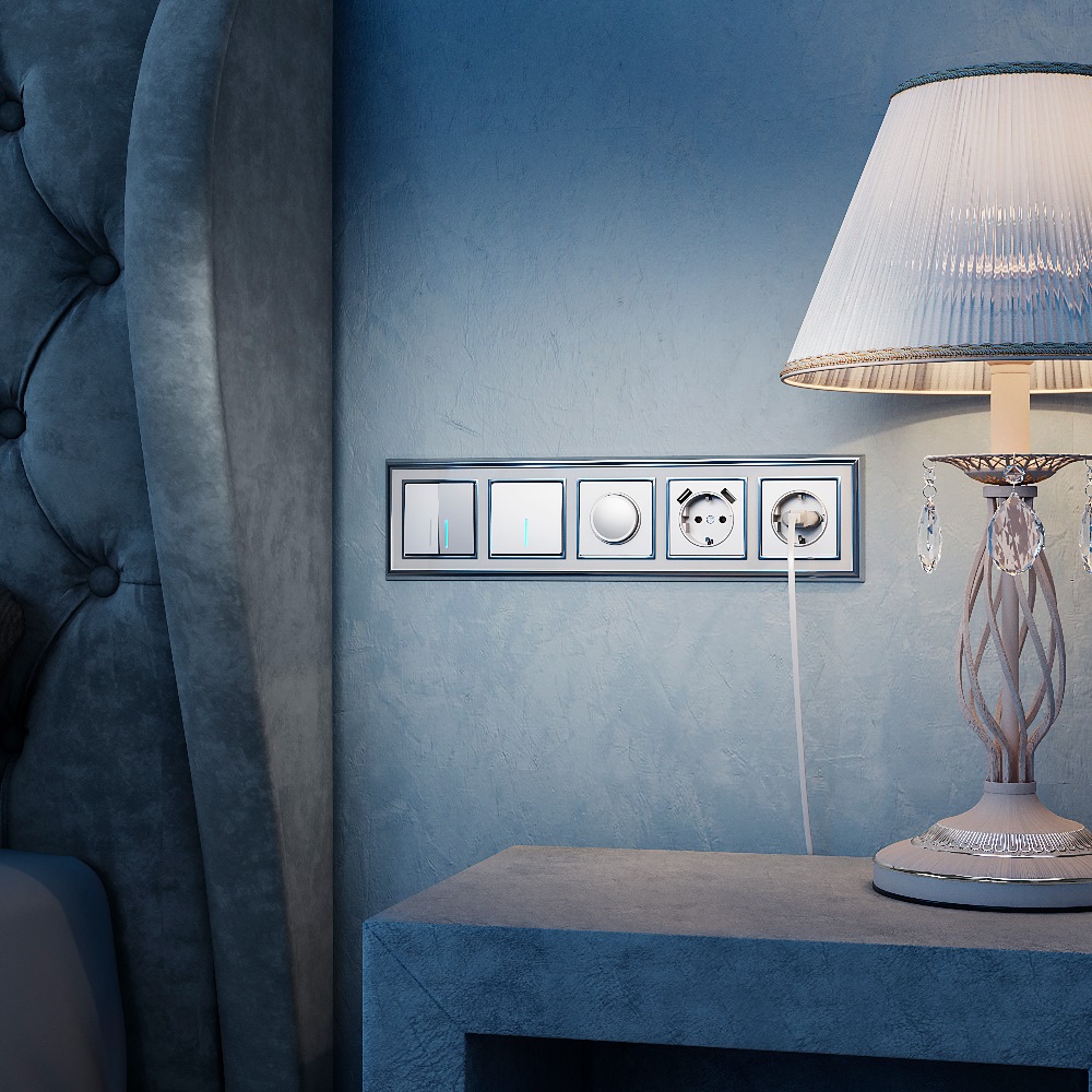 Выключатель одноклавишный встраиваемый Werkel с подсветкой Cеребряный W1110106 — изображение 2