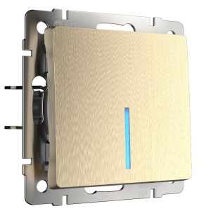 Выключатель одноклавишный встраиваемый Werkel с подсветкой Шампань рифленый W1110110