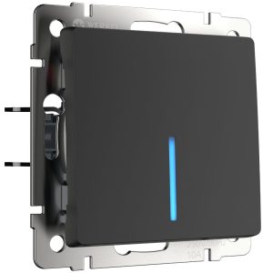 Выключатель одноклавишный встраиваемый проходной Werkel с подсветкой Черный матовый W1112108