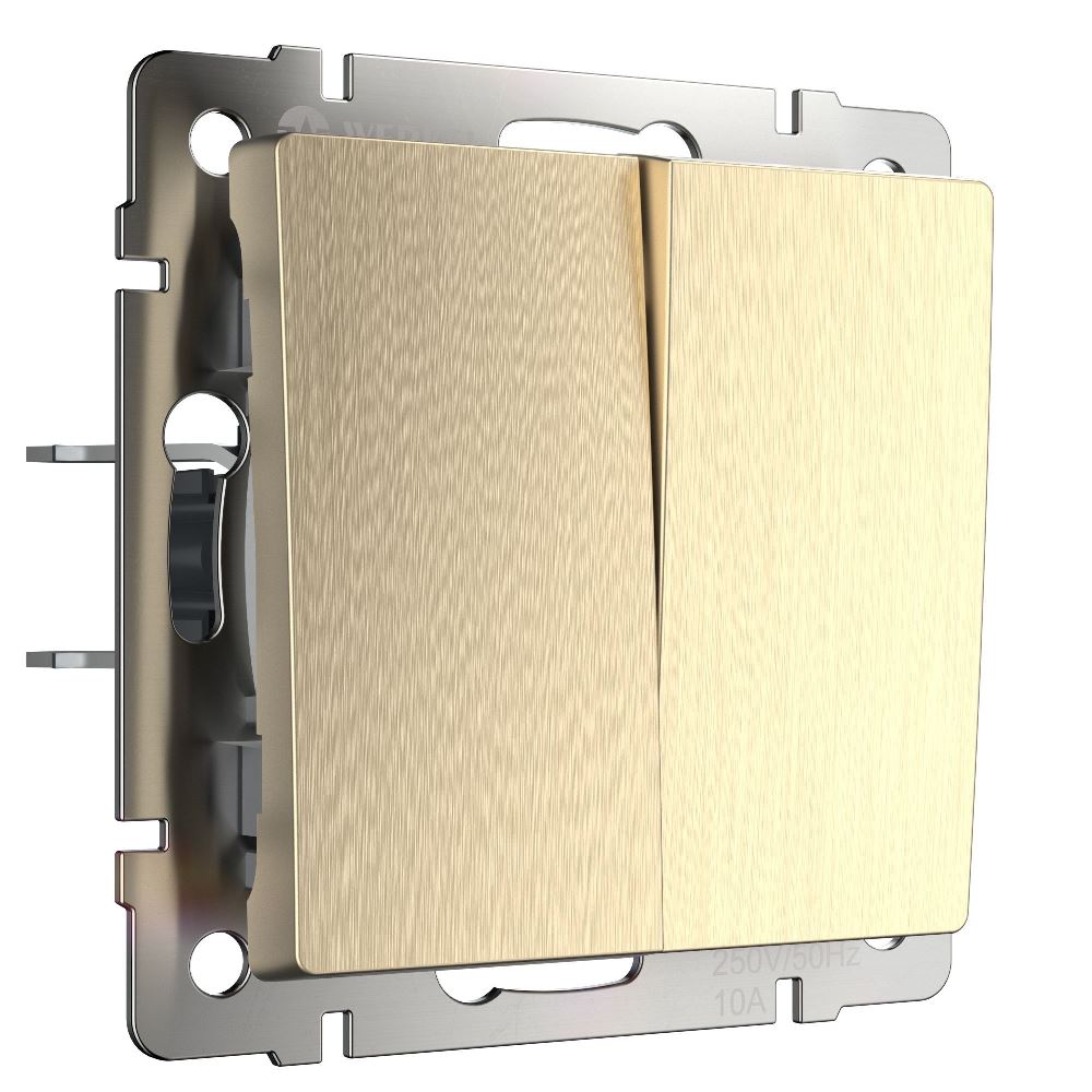 Выключатель двухклавишный встраиваемый Werkel Шампань рифленый W1120010