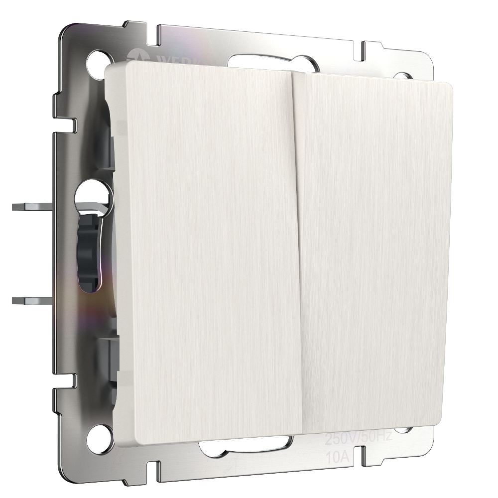 Выключатель двухклавишный встраиваемый проходной Werkel Перламутровый рифленый W1122013