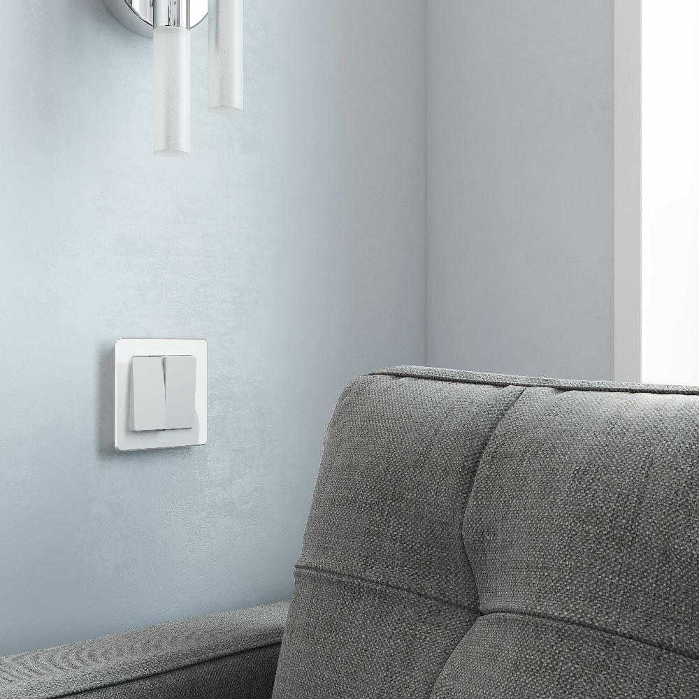 Выключатель двухклавишный встраиваемый проходной Werkel Белый матовый W1122061 — изображение 3