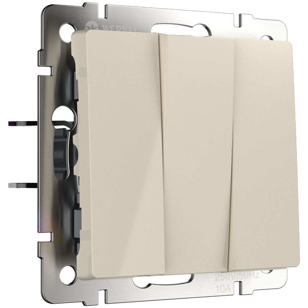 Выключатель трехклавишный встраиваемый Werkel Слоновая кость W1130003