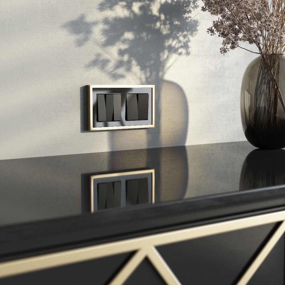 Выключатель трехклавишный встраиваемый Werkel Черный матовый W1130008 — изображение 3