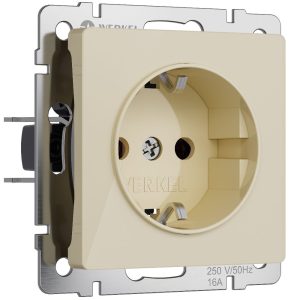 Розетка встраиваемая Werkel с заземлением и шторками Айвори W1171143