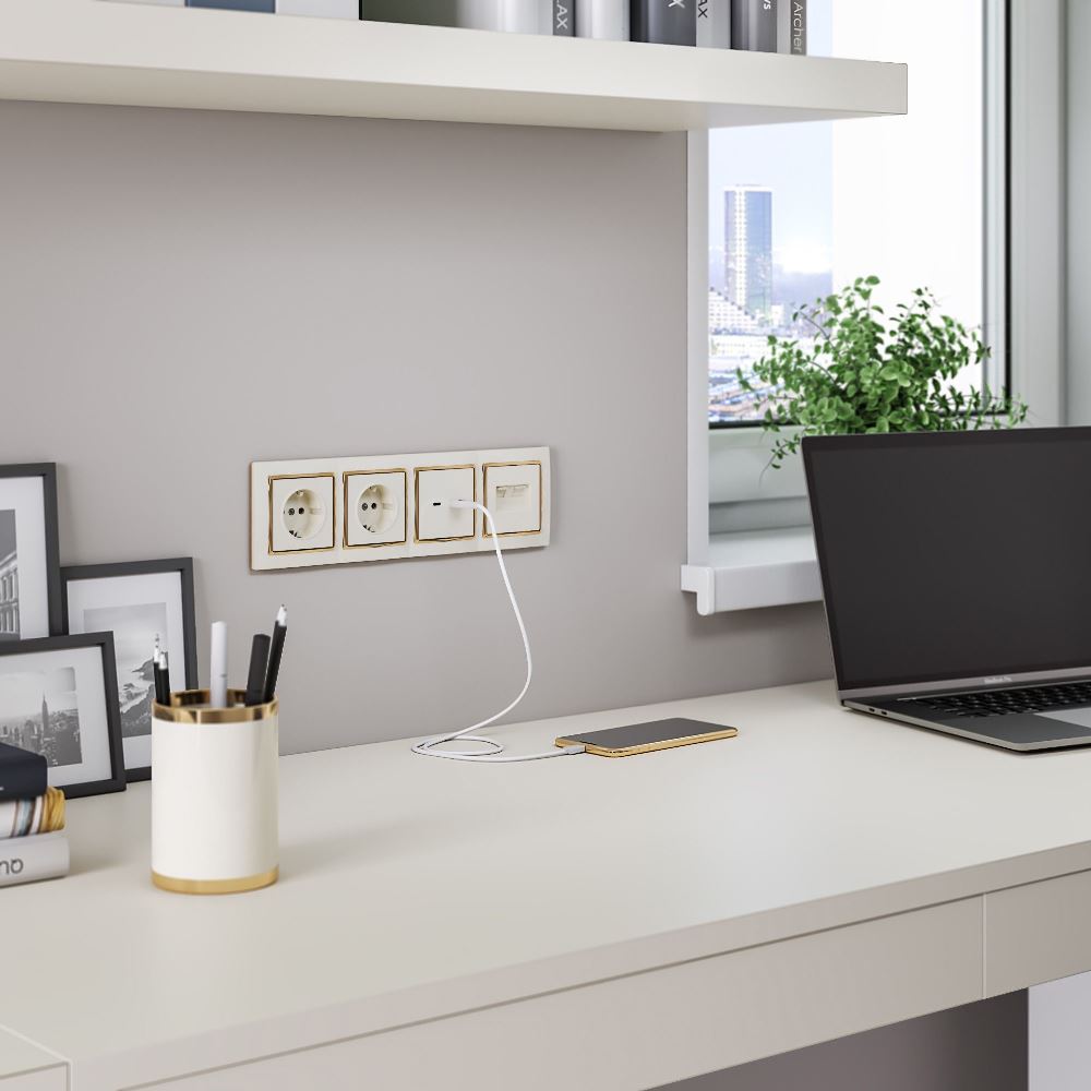 Розетка встраиваемая двойная Ethernet Werkel RJ-45 Слоновая кость W1181103 — изображение 3