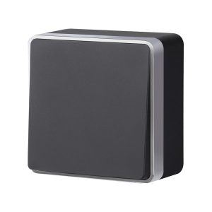 Выключатель одноклавишный накладной проходной Werkel Черный с серебром W5012034