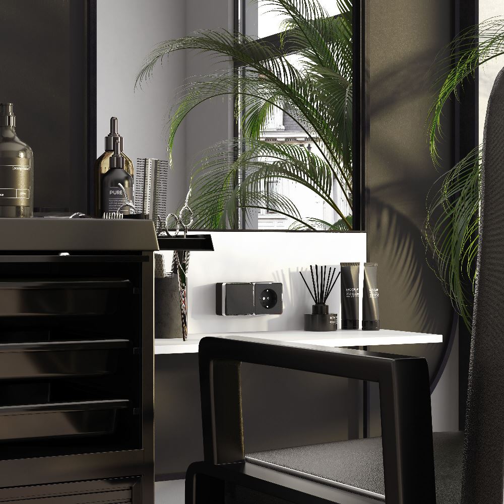 Выключатель одноклавишный накладной проходной Werkel Черный / Хром W5012035 — изображение 3