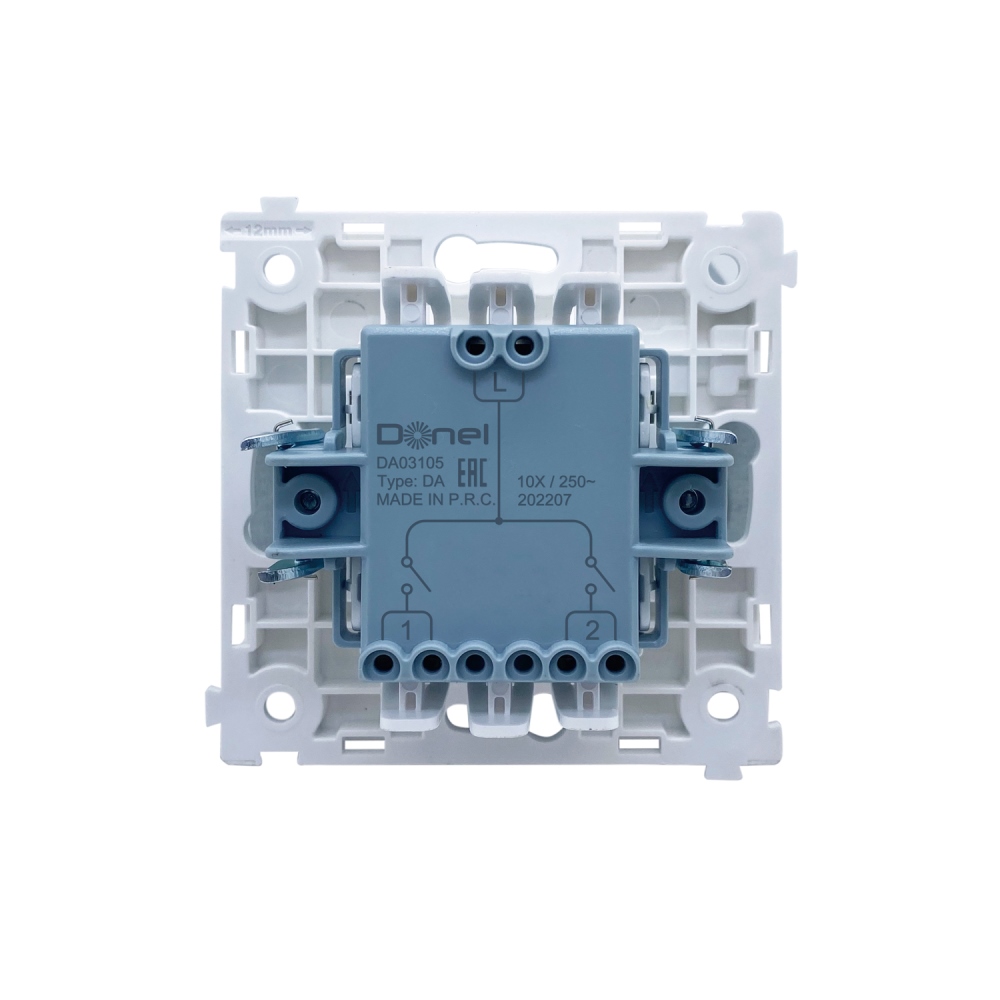 Выключатель двухклавишный встраиваемый Donel R98 с подсветкой Кашемир матовый DA03105-DA28535 — изображение 4