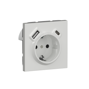 Розетка встраиваемая Donel R98 с заземлением и шторками + зарядка USB A+C 20W Белый глянцевый DA15500-DA22203