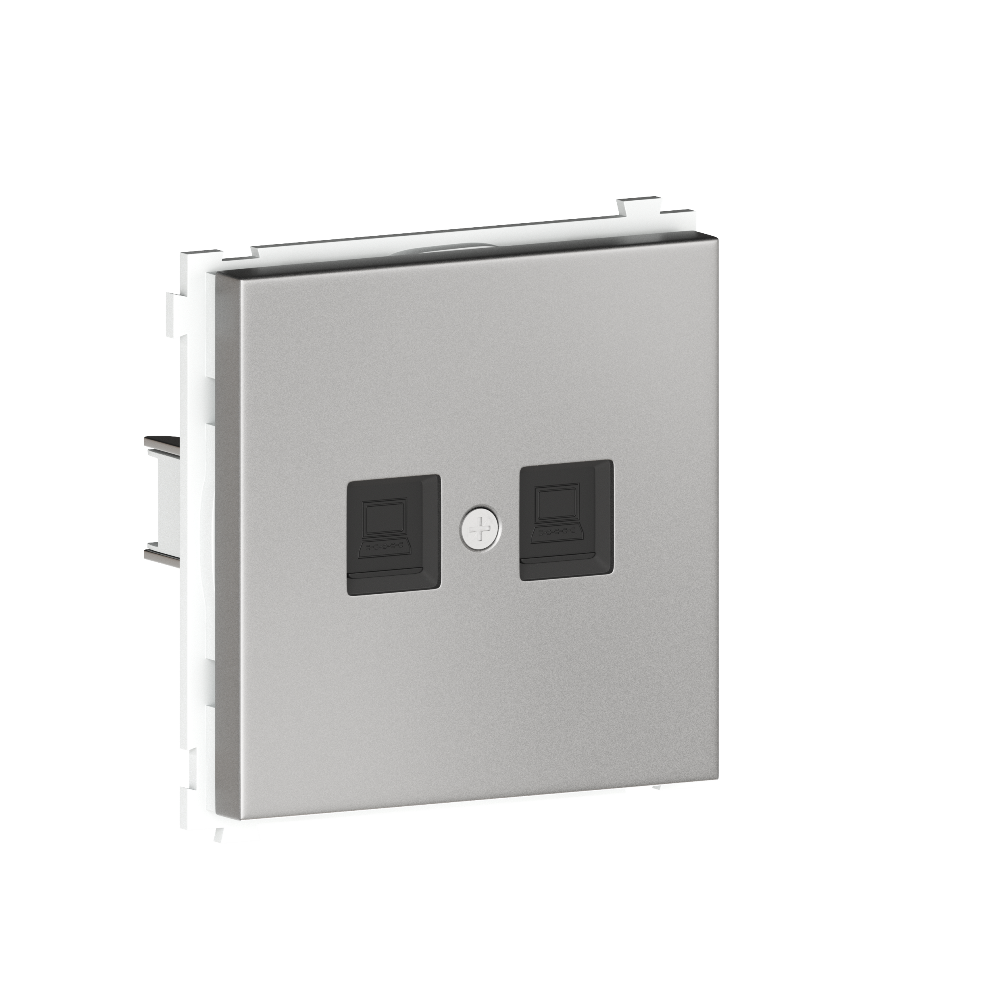 Розетка встраиваемая двойная Ethernet Donel R98 Metal RJ45 (cat.6/ClassE-8) Благородная сталь DA16600-DA869ES