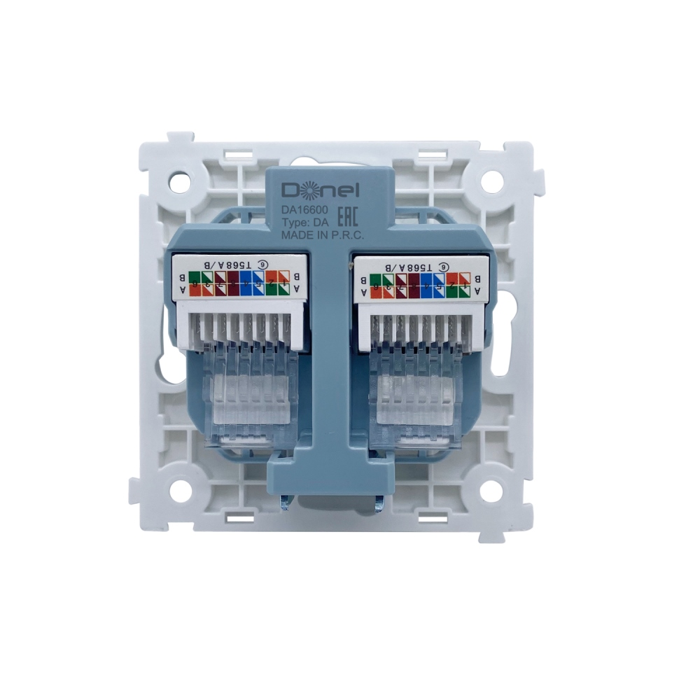 Розетка встраиваемая двойная Ethernet Donel R98 Metal RJ45 (cat.6/ClassE-8) Благородная сталь DA16600-DA869ES — изображение 4