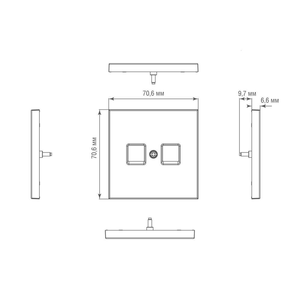 Розетка встраиваемая двойная Ethernet Donel R98 Metal RJ45 (cat.6/ClassE-8) Благородная сталь DA16600-DA869ES — изображение 6