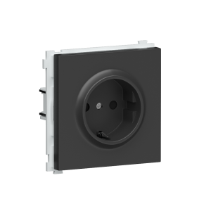 Розетка встраиваемая Donel R98 Schuko с заземлением и шторками на клеммах Черный матовый DA17700-DA22028