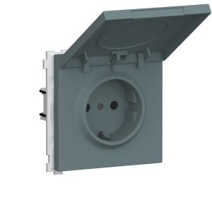 Розетка встраиваемая Donel R98 Schuko с крышкой и заземлением на клеммах Изумруд матовый DA17700-DA52039