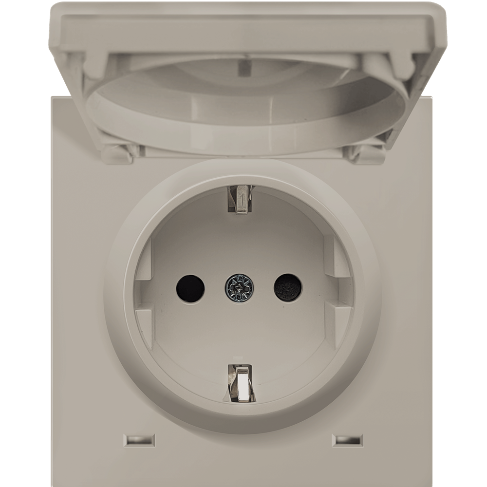 Розетка встраиваемая Donel R98 Schuko с крышкой и заземлением на винтах Кашемир матовый DA18800-DA45435 — изображение 3