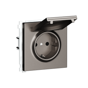 Розетка встраиваемая Donel R98 Schuko с крышкой и заземлением на винтах Сталь матовая DA18800-DA45437