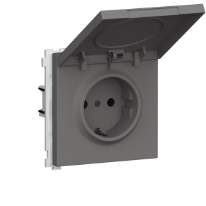 Розетка встраиваемая Donel R98 Schuko с крышкой и заземлением на винтах Шоколад матовый DA18800-DA52042