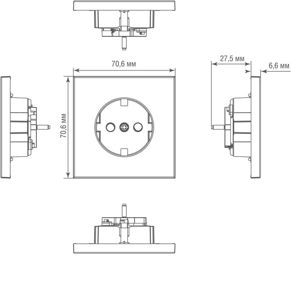 Розетка встраиваемая Donel R98 Metal Schuko с заземлением и шторками на клеммах Никель DA19900-DA220NB — изображение 7