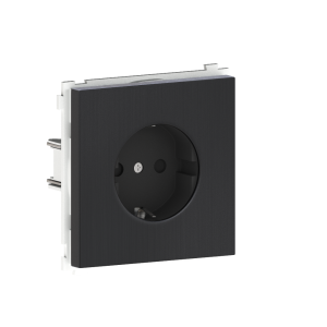 Розетка встраиваемая Donel R98 Metal Schuko с заземлением и шторками на клеммах Вороненая сталь DA19900-DA220GS