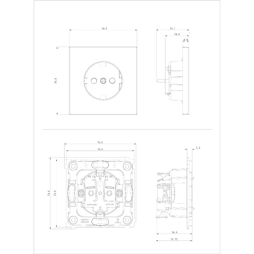 Розетка встраиваемая Donel R98 Metal Schuko с заземлением и крышкой на клеммах Никель DA19900-DA520NB — изображение 6