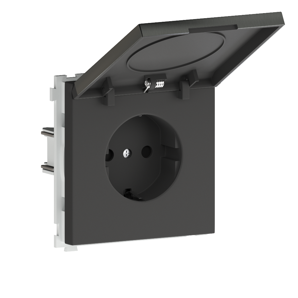 Розетка встраиваемая Donel R98 Metal Schuko с заземлением и крышкой на клеммах Никель DA19900-DA520NB