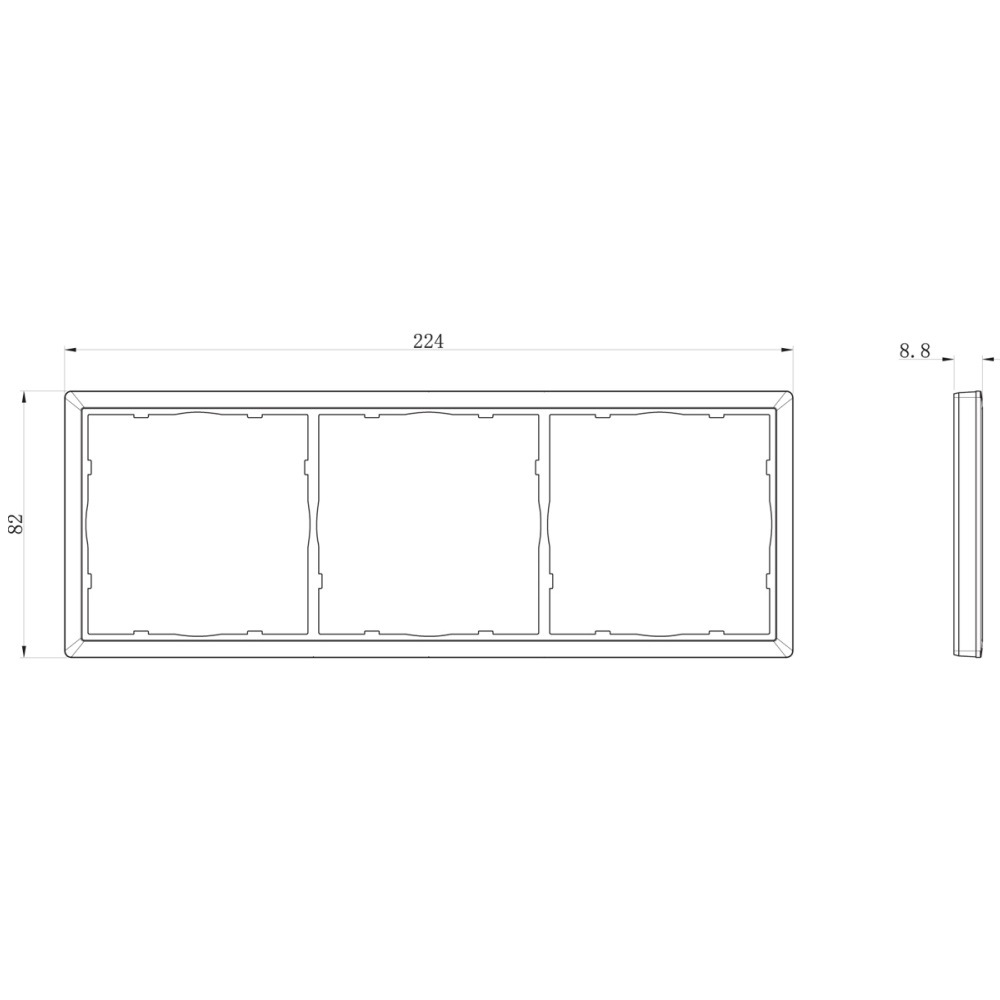 Рамка пластиковая Donel R98 на 3 поста Алюминий матовый DA21326 — изображение 3