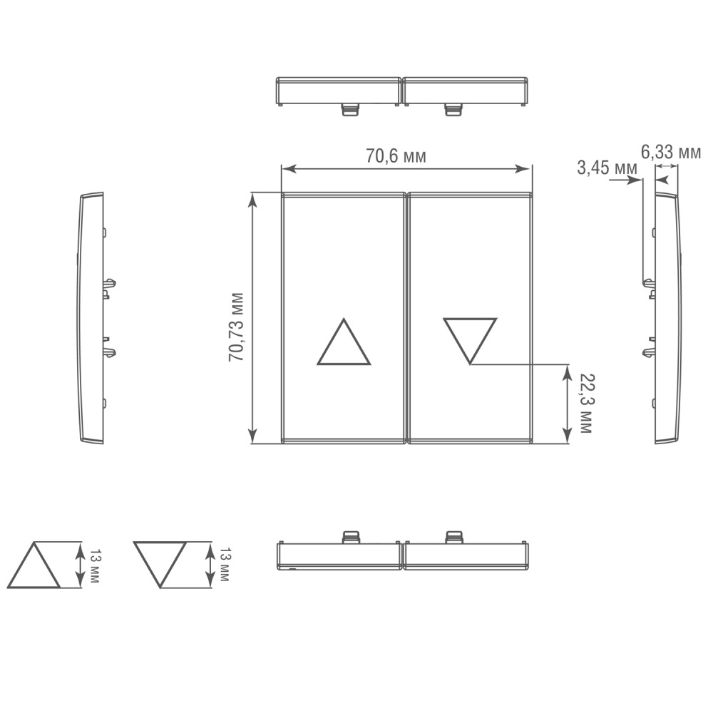 Выключатель жалюзи встраиваемый Donel R98 Metal с блокировкой Вороненая сталь DA25800-DA294GS — изображение 6