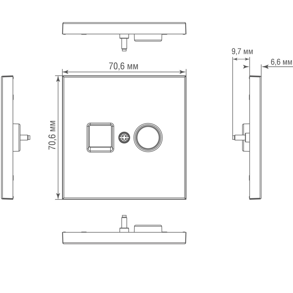 ТВ-розетка встраиваемая оконечная Donel R98 Metal Вороненая сталь DA30100-DA879GS — изображение 6