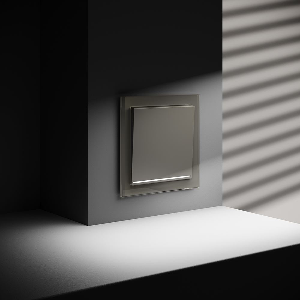 Выключатель одноклавишный встраиваемый Voltum S70 с подсветкой Шелк VLS010204 — изображение 4