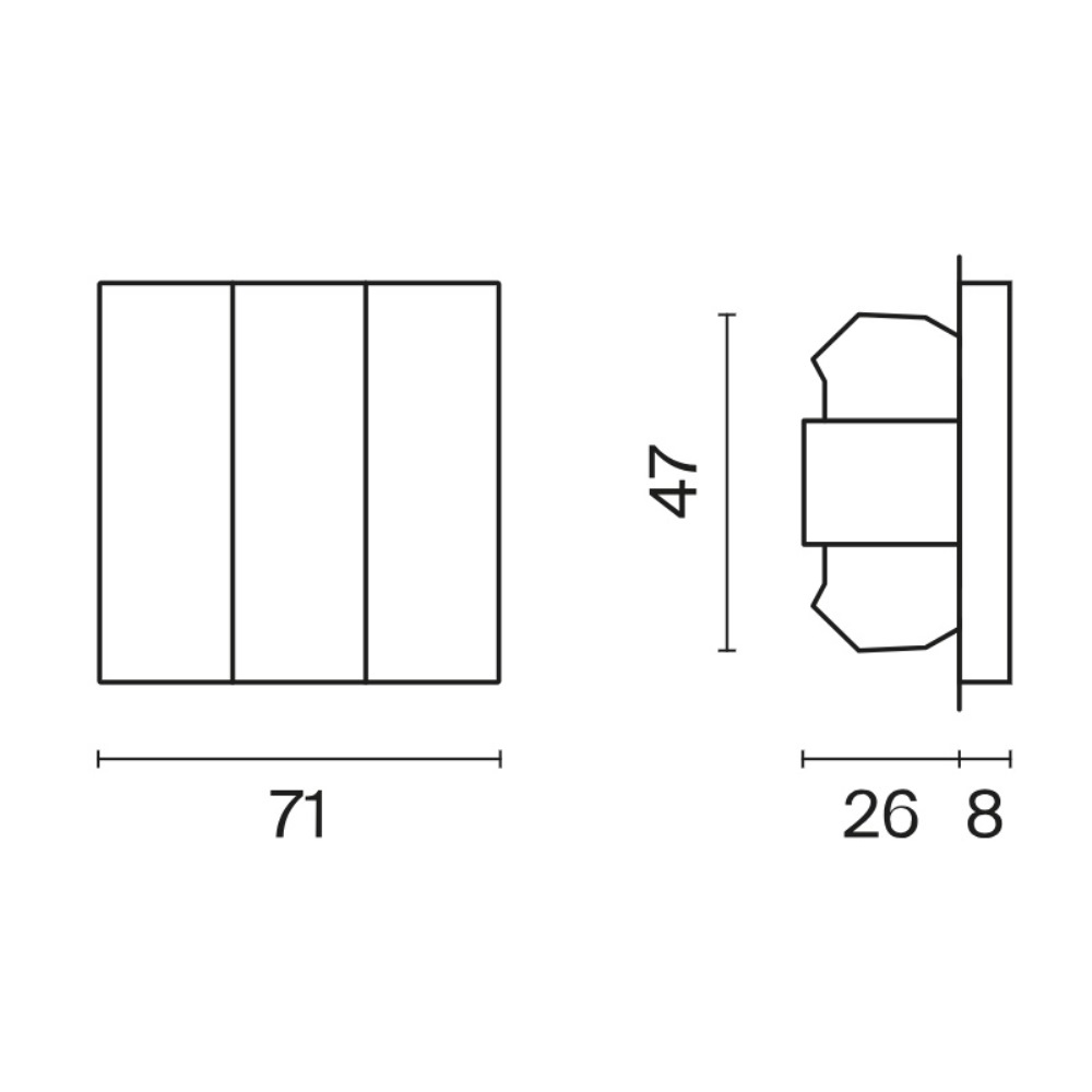 Выключатель трехклавишный встраиваемый Voltum S70 Графит VLS030107 — изображение 6