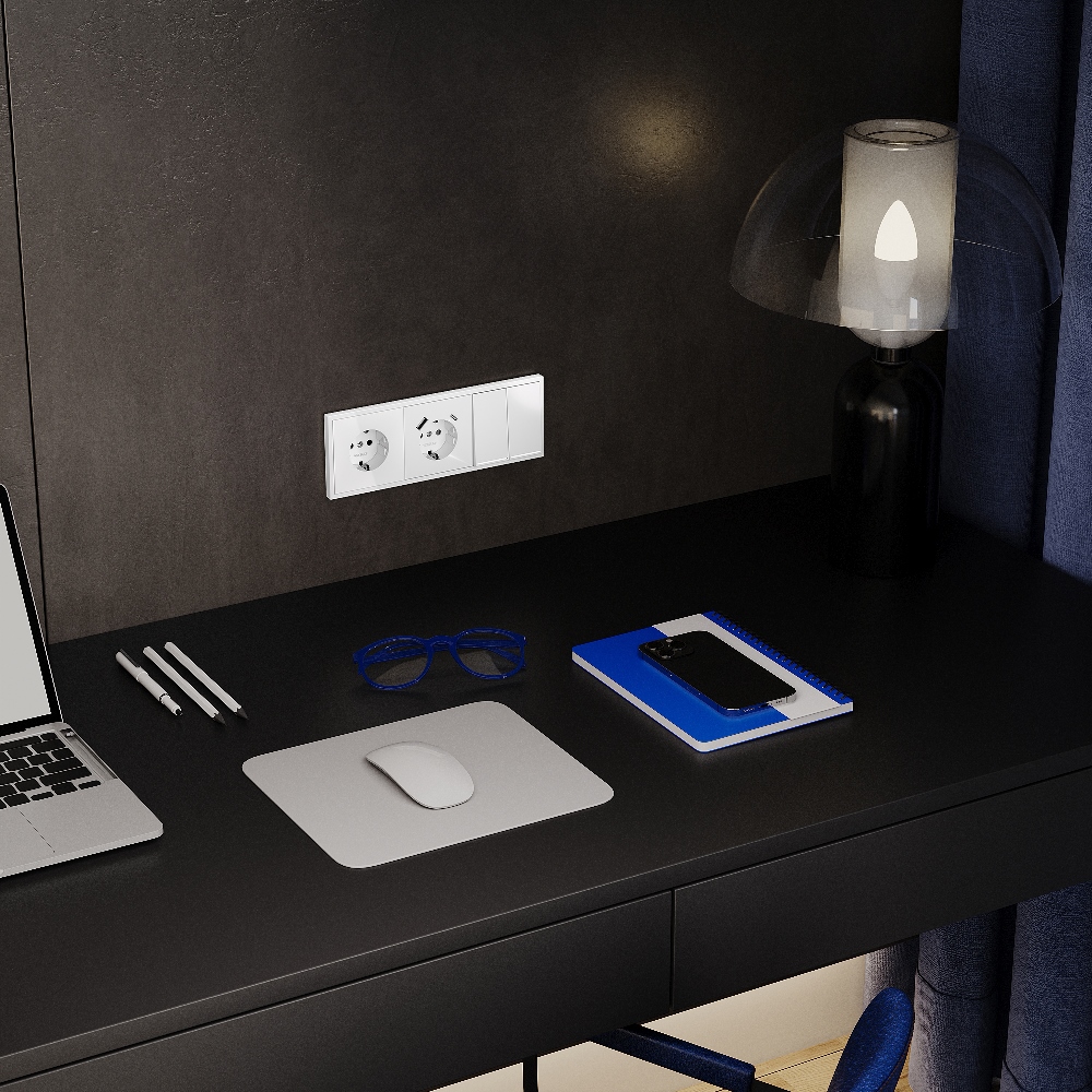 Розетка встраиваемая Voltum S70 с заземлением Soft touch Белый Глянцевый VLS040101 — изображение 4