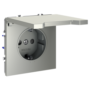 Розетка встраиваемая Voltum S70 с заземлением, защитными шторками и крышкой Шелк VLS040304