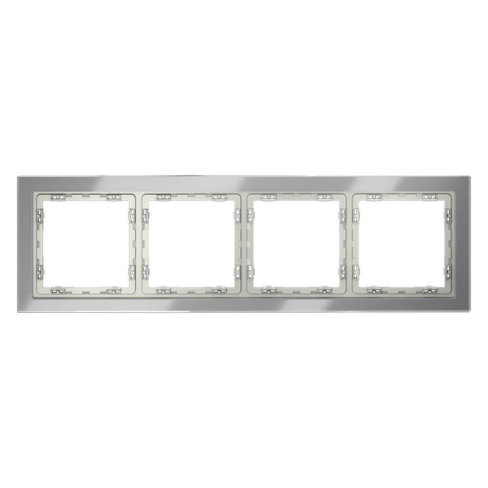 Рамка стеклянная Voltum S70 на 4 поста Сталь глянцевая VLS110405