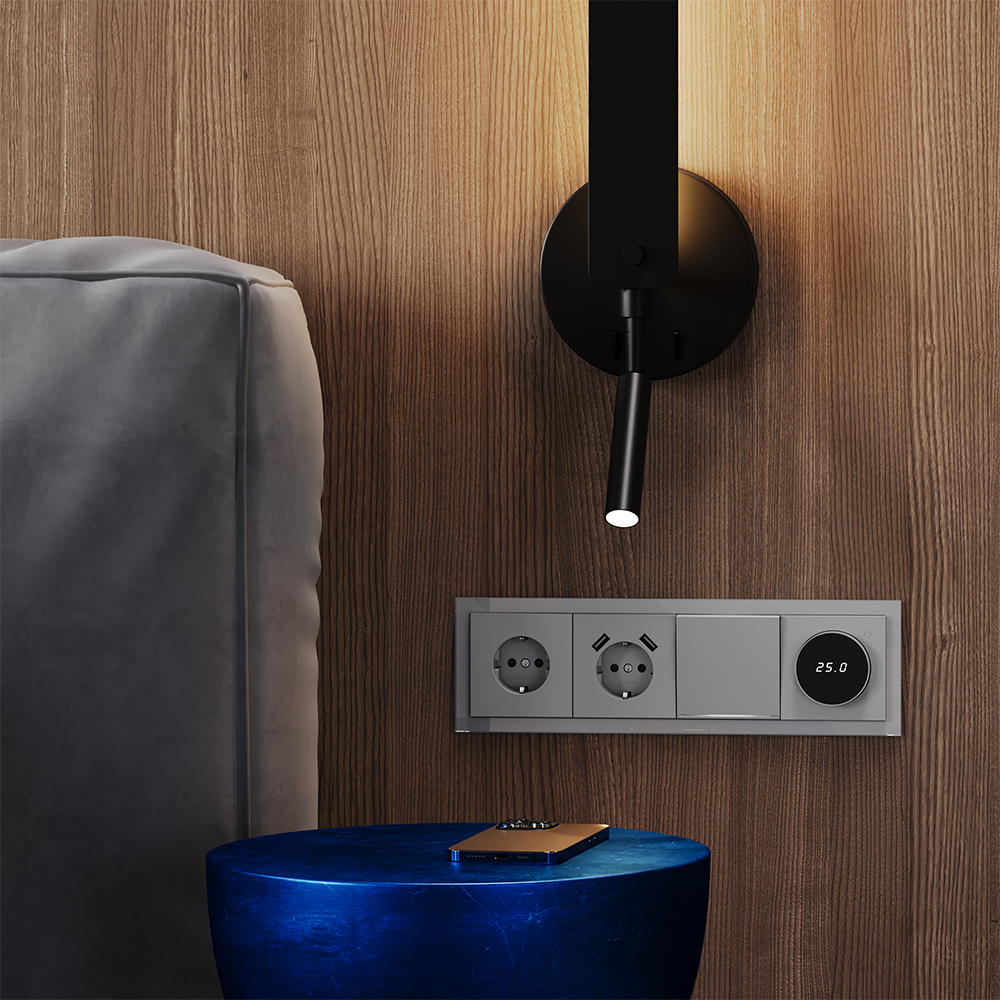 Рамка стеклянная Voltum S70 на 4 поста Сталь глянцевая VLS110405 — изображение 3