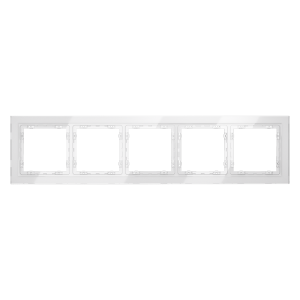 Рамка стеклянная Voltum S70 на 5 постов Белый глянцевый VLS110501